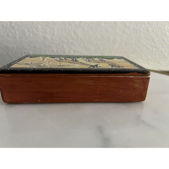 Trinket Dish Stash Box Hand Carved Hand Painted Kisii Soapstone Made In Kenya - Picture 7 of 7